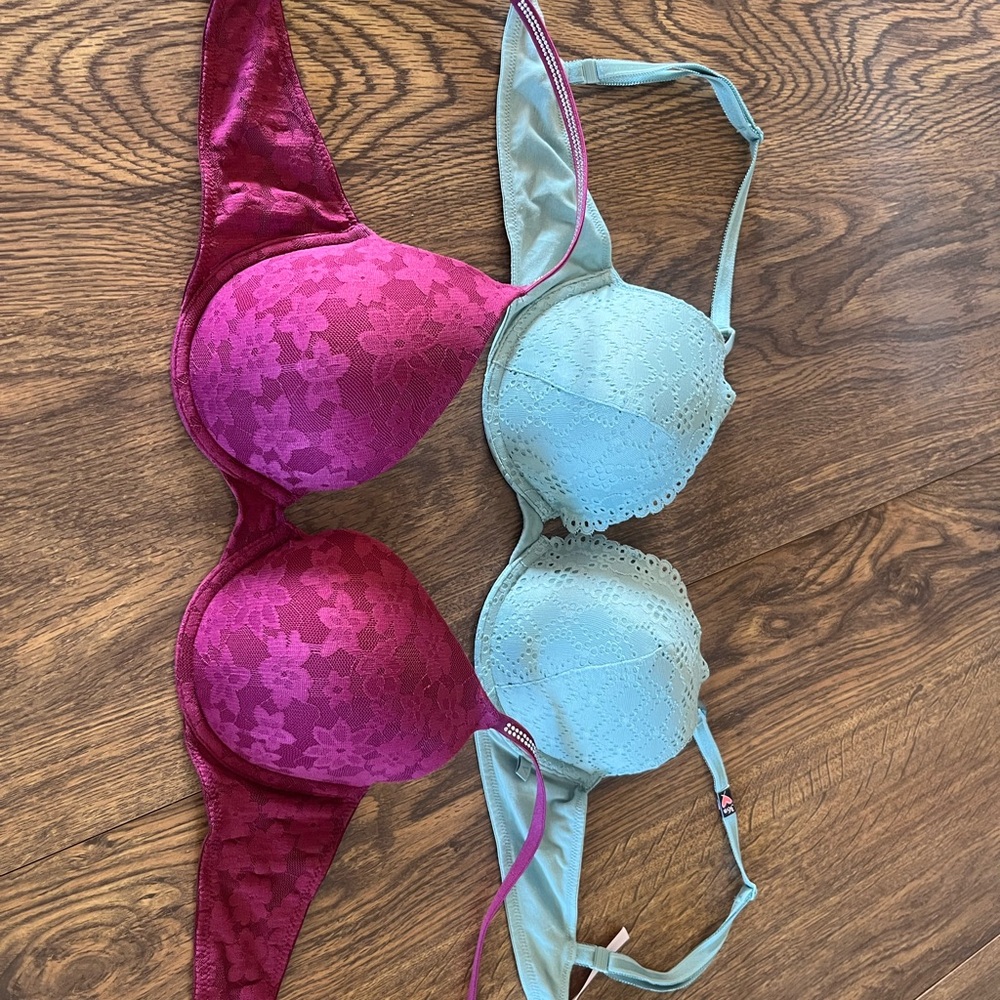 Victoria's Secret Pink and Blue Lace Bras